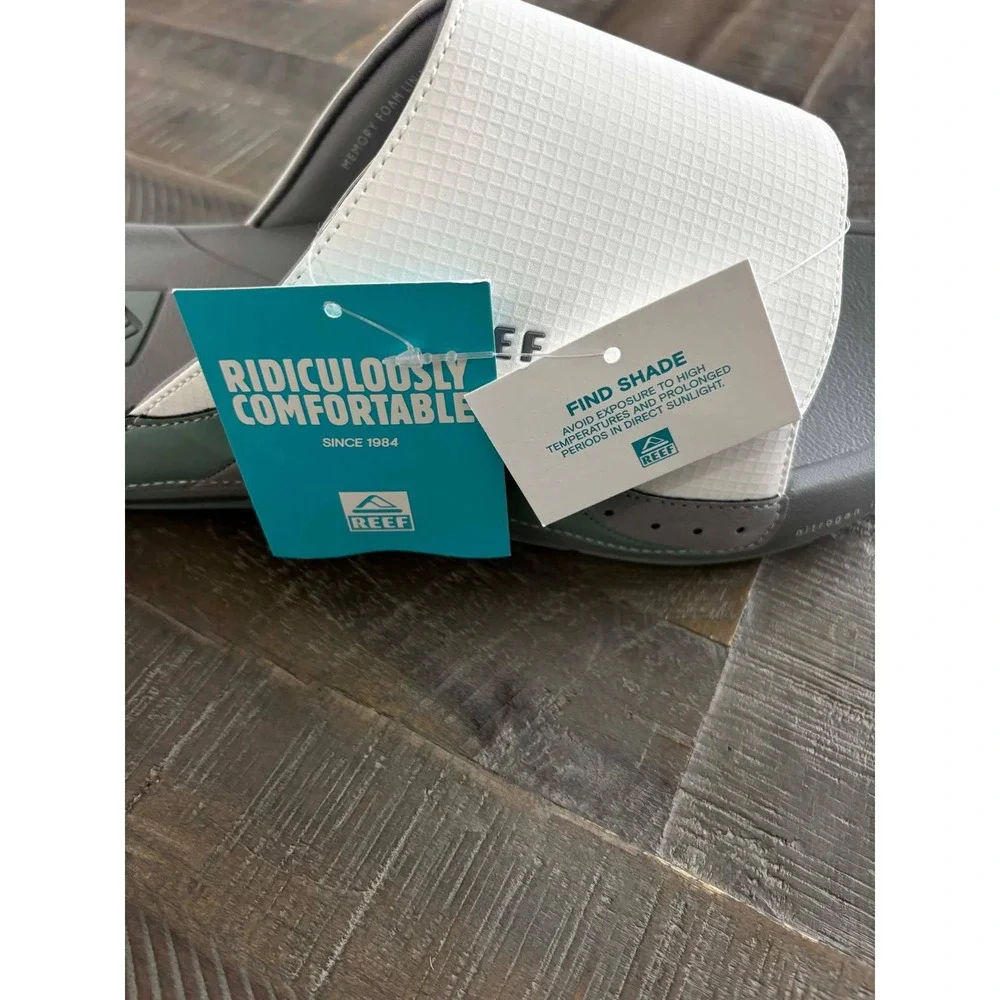 Reef Swell Cruiser Slide Mens 12 Grey Teal Nitrogen Infused Sandals CJ6222